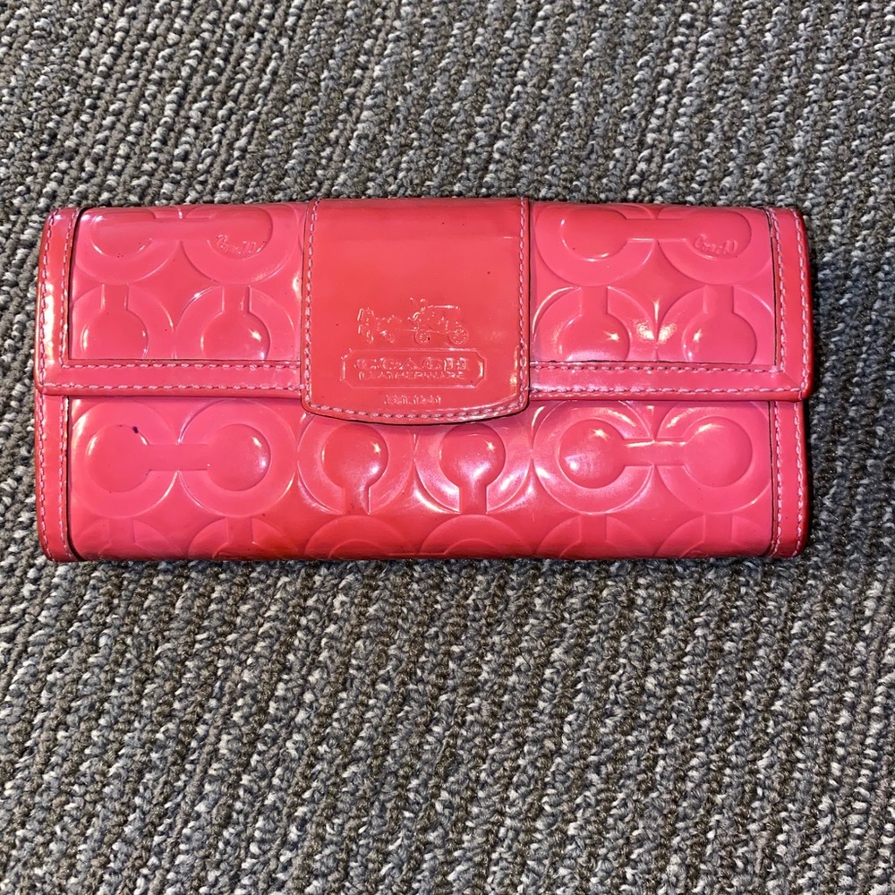Coach Pink Embossed Signature Long Wallet